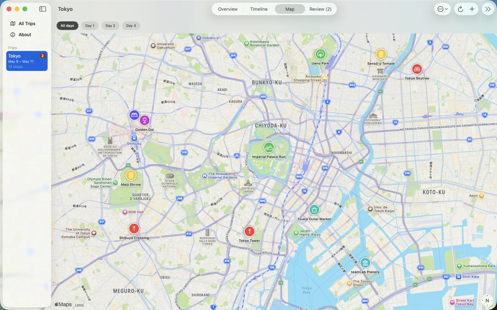 Voyamap map on Mac